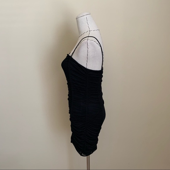 UO Black Ruched Mesh Bodycon Mini Dress Urban sz S - Picture 7 of 12